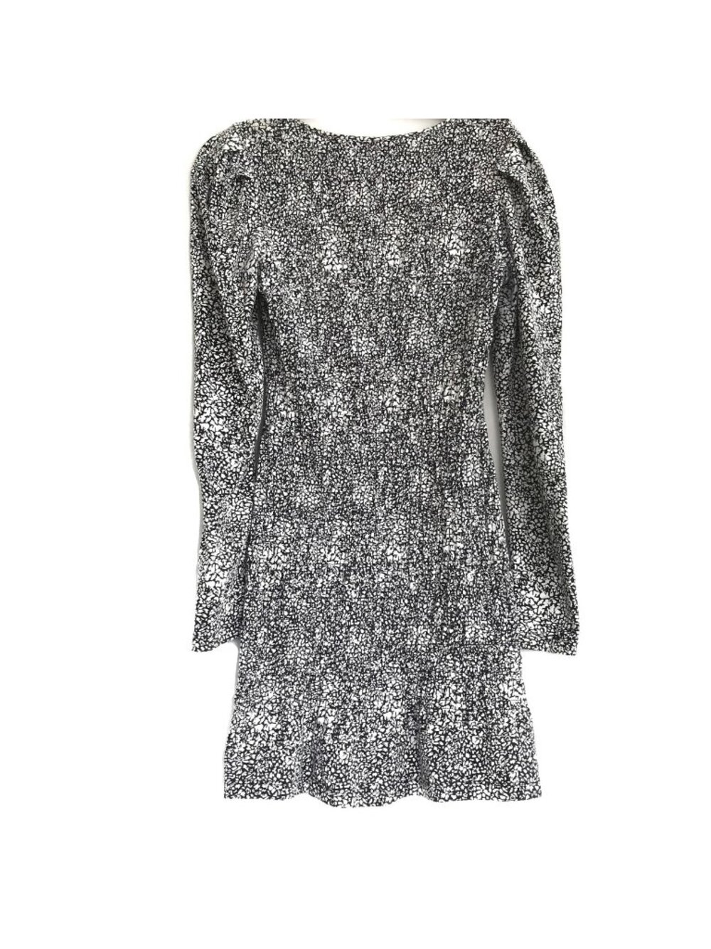Parker Brooklyn Small Black White Cotton Puff Long Sleeve Smocked Mini Dress - Picture 7 of 12